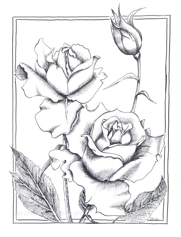 Roses, ink