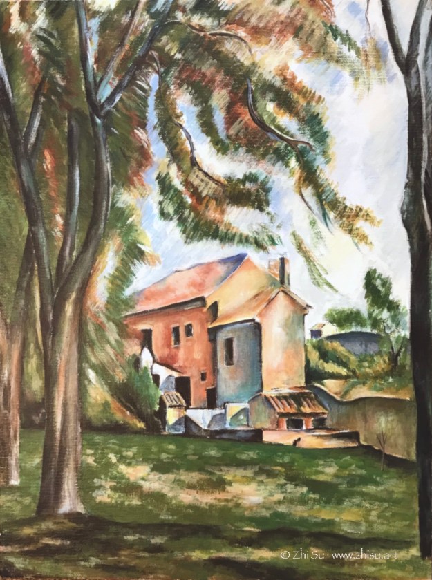 Cezanne landscape study, acrylic