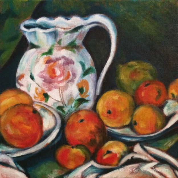 Cezanne still life study, acrylic