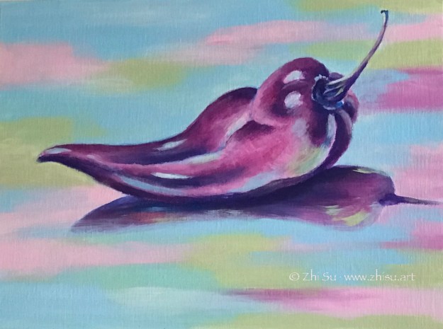 Pepper in purple, acrylic