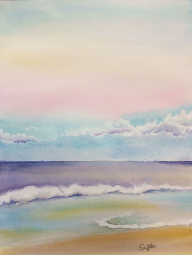 Hawaii beach, watercolor