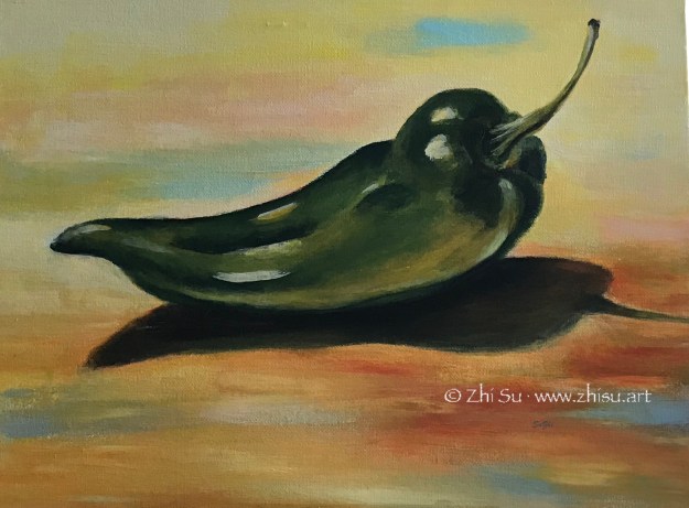Green pepper, acrylic 