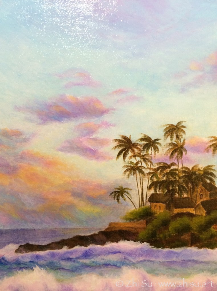 Hawaii sea shore, acrylic