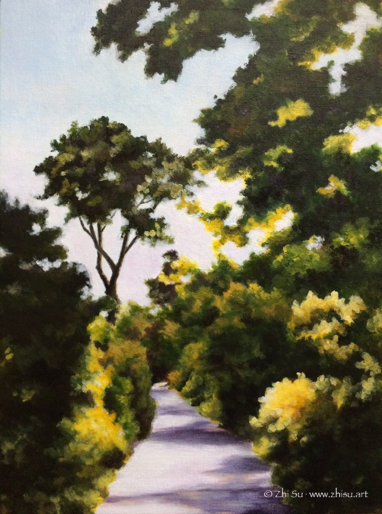 Trees and path, acrylic