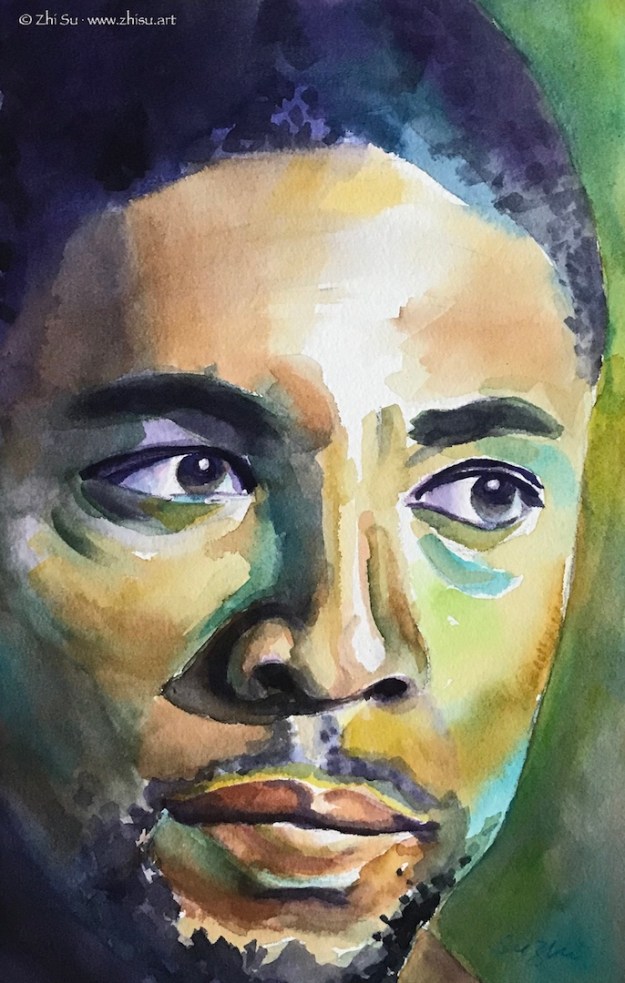 Watercolor painting of model Lamonte