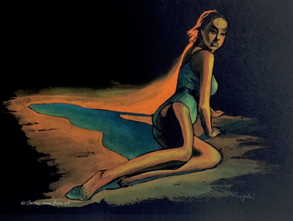 Figure painting on black paper