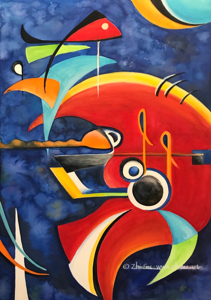 Aquarium Memory, abstract watercolor on paper